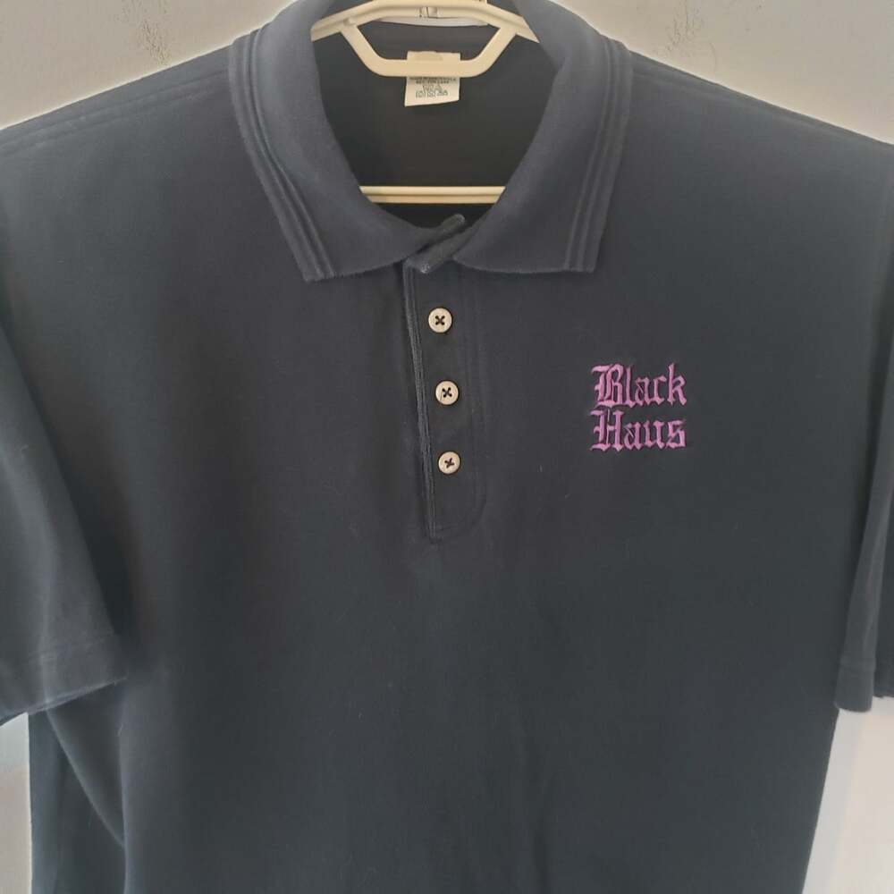 Vtg BLACK HAUS Shirt Willow Pointe Black Polo Shirt Mens XL Logo TOTALLY COOL